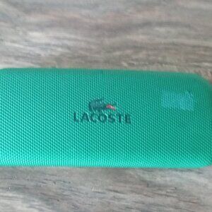Authentic Lacoste Glasses Hard Case Dark Green Accent Textured Logo 6.5" Length